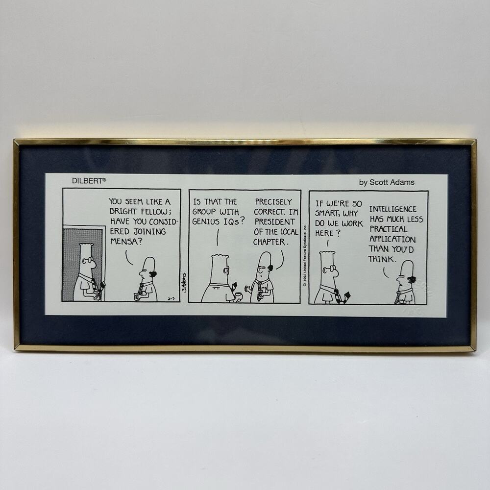 Vintage Dilbert By Scott Adams Desk Art Comic Strip Classcom Inc Framed Embossed